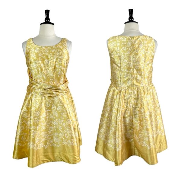 eShakti Women’s Plus Dress Fit Flare Ruched Waist Yellow Floral Size 14/16 - Picture 12 of 12
